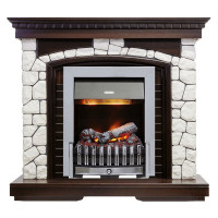 Электрический Каминокомплект Glasgow - Темный дуб / Белый с очагом Danville Chrome FB2