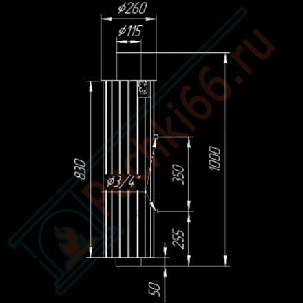 Дымоход с регистром Жадеит наборный, d-115, L=1000 мм (Feringer)