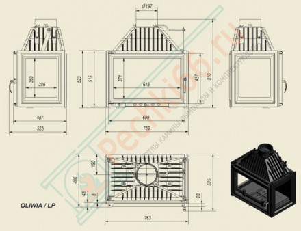 Чугунная топка Oliwia left/right (Kratki)