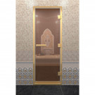 Стеклянная дверь для хамама в золотом профиле, бронза 210х80 (по коробке) (DoorWood)