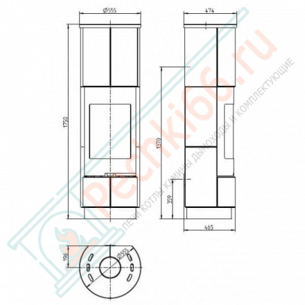 Печь-камин Delia, черный/serpentino (Thorma) до 124 м3