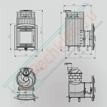 Печь банная Атмосфера L, пироксенит ламель+сетка с газовой горелкой 24 кВт (ProMetall) 20м3
