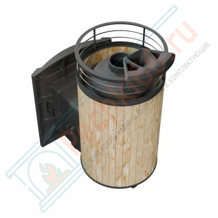 Печь банная Атмосфера L, окаменевшее дерево ламель+сетка с газовой горелкой 24 кВт (ProMetall) 20м3