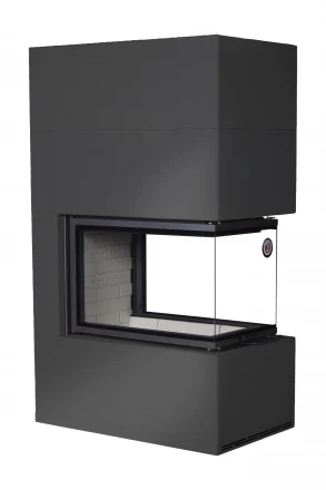 Камин Родос 900 черный, белый шамот (ЭкоКамин)