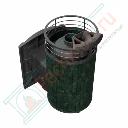 Печь банная Атмосфера L, верде гватемала ламель+сетка с газовой горелкой 24 кВт (ProMetall) 20м3