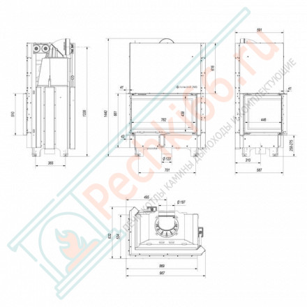 Стальная топка MBO/L/BS/G/SG, гнутое стекло (Kratki)