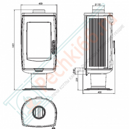 Чугунная печь-камин Aria черная (Plamen)