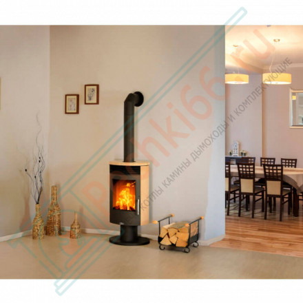Печь-камин Tartu 5 поворотная с верхней плитой - крем мокка (ABX)