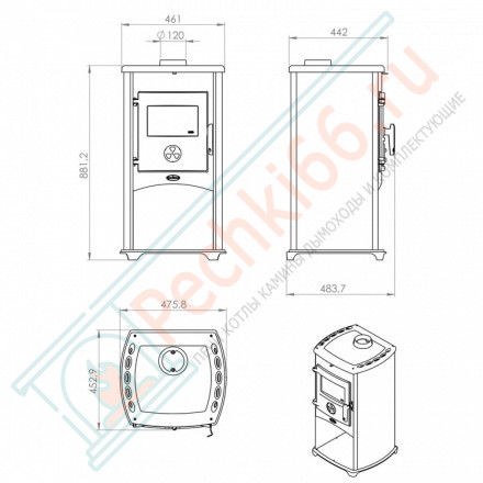 Печь-камин Nora бежевая (Tim Sistem) до 160м3