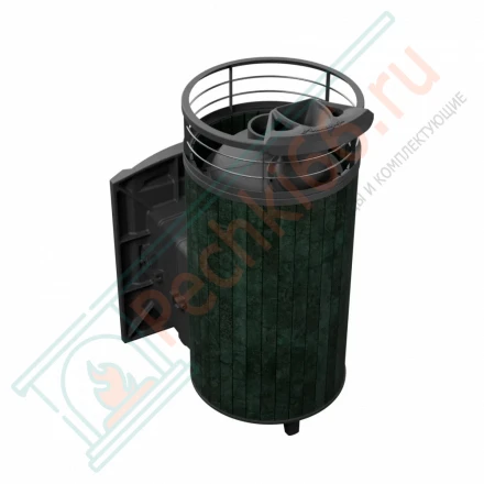 Печь банная Атмосфера XL, верде гватемала ламель+сетка с газовой горелкой 24 кВт (ProMetall) 26м3