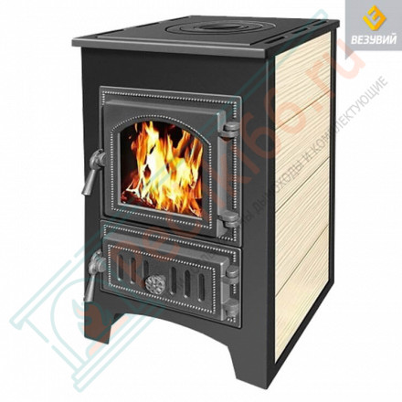 Печь-камин ПК-01-270, с плитой, бежевый (Везувий) до 150 м3