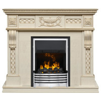 Каминокомплект Corsica - Слоновая кость с патиной (Ширина 1100) с электрическим очагом Flagstaff
