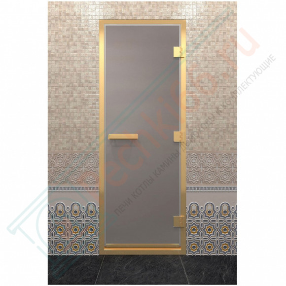 Стеклянная дверь для хамама в золотом профиле, сатин 200х80 (по коробке) (DoorWood) в Волгограде