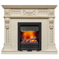 Каминокомплект Corsica - Слоновая кость с патиной (Ширина 1100) с электрическим очагом Danville Black FB2