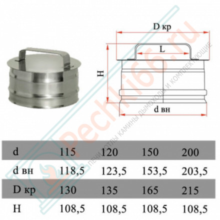 Ревизия на трубу без изол (НЕРЖ-321/0,5) d-115 (Дымок-Lux)