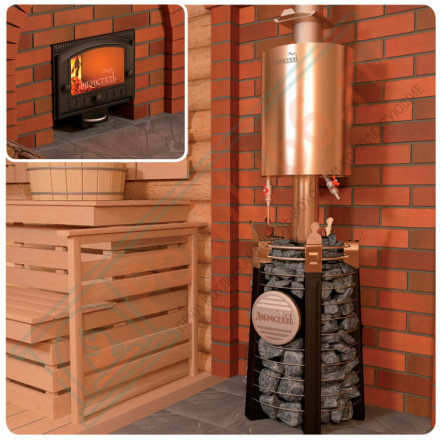 Банная печь Августа СТОУН со стеклом (Добросталь)