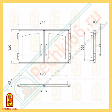 Дверка для камина ДВ544 2А (Мета)