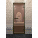 Стеклянная дверь DoorWood «Хамам бронза» в бронзовом профиле 2000х800 (по коробке)