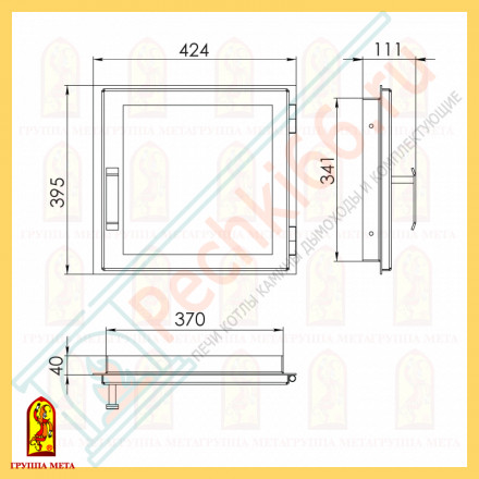Дверка для камина ДЕ-424 1С (Мета)