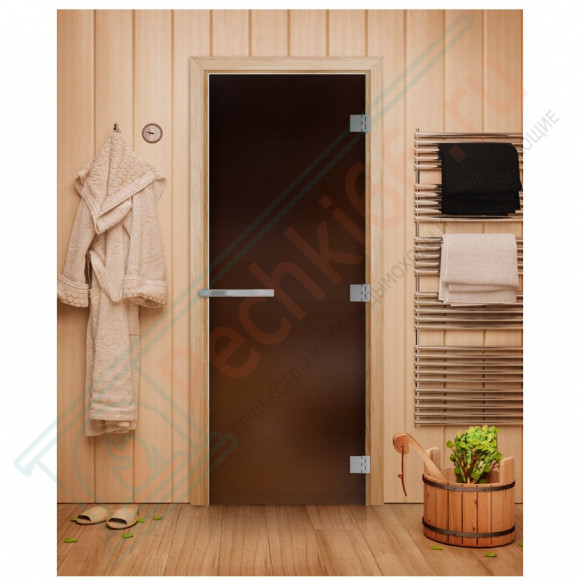 Дверь для бани и сауны Эталон, матовая бронза 10мм, 190х70 см (по коробке) (DoorWood) в Волгограде