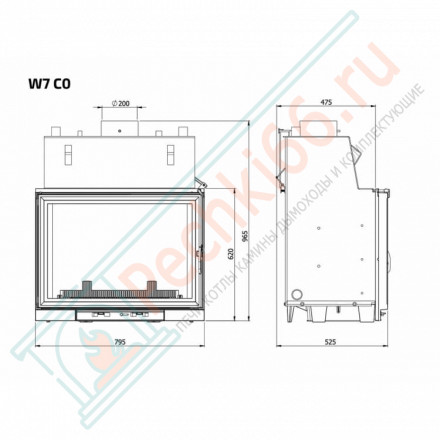 Чугунная топка W7 CO с водяным контуром (Kaw-Met)