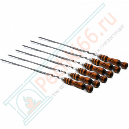 Шампур с деревянной ручкой, нерж. сталь (500х12х3 мм)