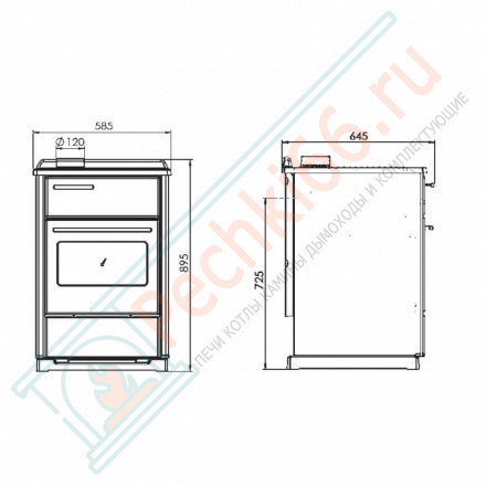 Отопительно-варочная плита CALOREX 60 N, белая (Plamen) 8 кВт