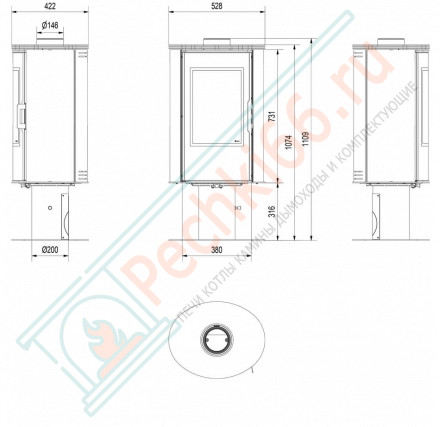 Печь-камин KOZA/AB/S/N/O/DR/GLASS, поворотная (Kratki)