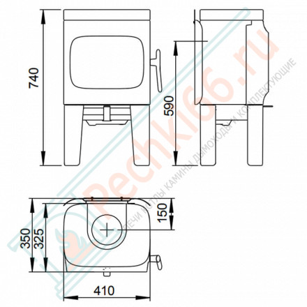 Чугунная печь-камин F 105 R LL WHE, стеатит (Jotul)