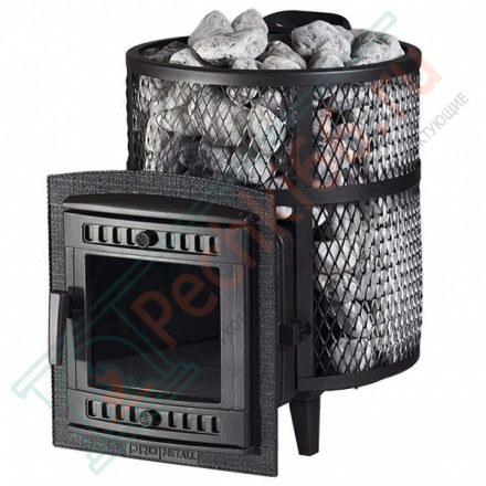 Печь для бани Атмосфера М+, усиленная каменка, сетка нержавейка (ProMetall)