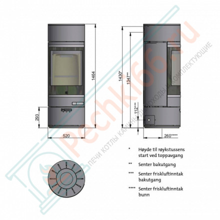 Печь-камин Scan 85-2 Low Top/Low Base, шамотные плиты, GLR (Scan)