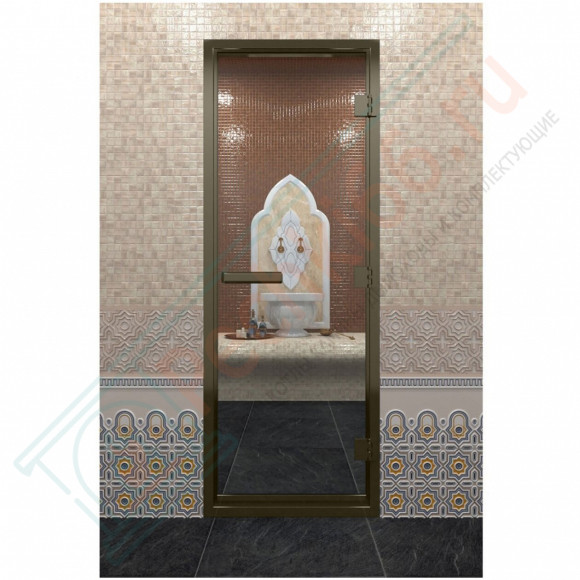 Стеклянная дверь DoorWood «Хамам Прозрачная» в бронзовом профиле 2100х800 (по коробке) в Волгограде