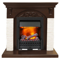 Каминокомплект Bern Сланец мелкий белый / Темный дуб с очагом Danville Black FB2