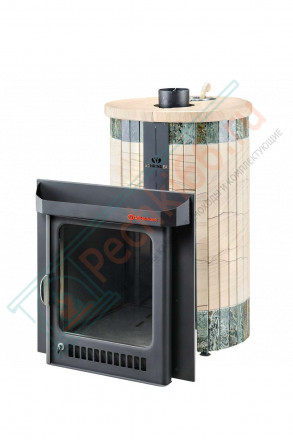 Дровяная банная печь Ферингер ОПТИМА "Окаменевшее дерево перенесённый рисунок + Жадеит" до 28 м³