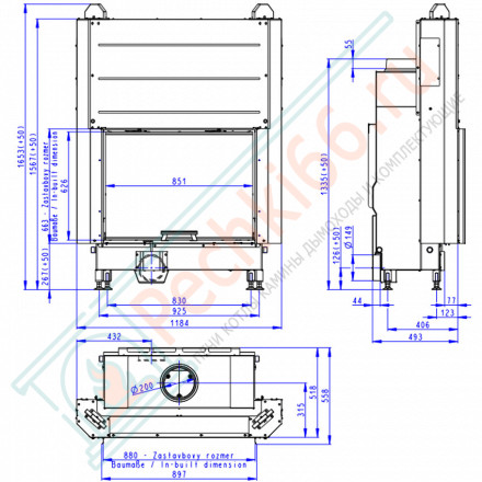 Топка для камина HEAT 3G L 88.66.01 (Romotop)