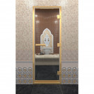 Стеклянная дверь DoorWood «Хамам Прозрачная» в золотом профиле 2000х900 (по коробке)