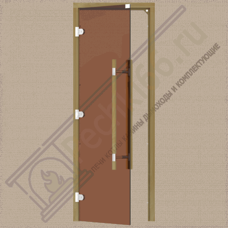 Дверь стеклянная для бани и сауны, бронза, коробка кедр, ручка с металлической вставкой 1900х700 (Sawo) 741-3SGD в Волгограде