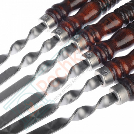 Набор широких шампуров для люля кебаб L=40 см, с деревянной ручкой, 6 шт