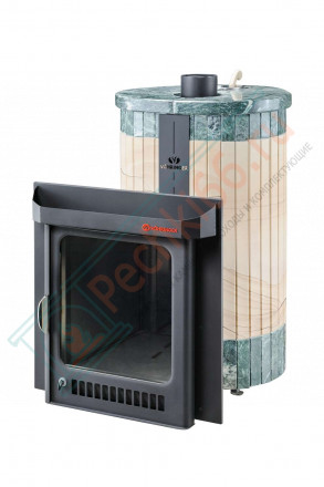 Дровяная банная печь Ферингер Малютка  "Окаменевшее дерево перенесённый рисунок + змеевик" до 18 м³