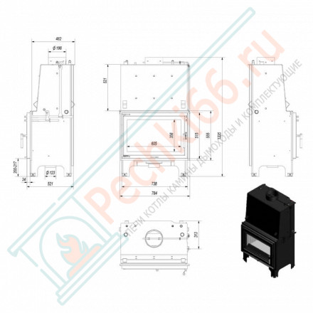 Стальная топка AQUARIO/O/16/PW/W (Kratki)