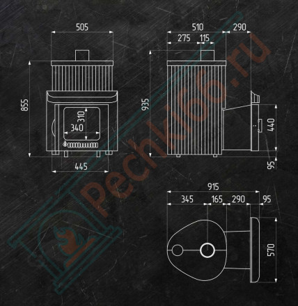 Дровяная печь для бани Ферингер Малютка ПФ "Талькохлорид наборный" до 18 м³