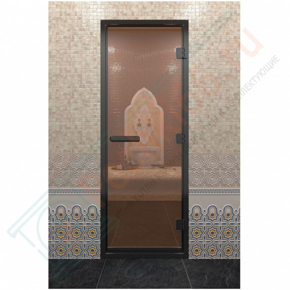 Дверь для хамама в черном профиле, бронза 1900x800 мм (DoorWood) в Волгограде