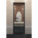 Стеклянная дверь DoorWood «Хамам Прозрачная» в черном профиле 2100х800 (по коробке)