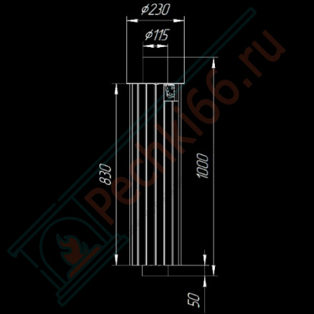 Дымоход - конвектор Пироксенит наборный, d-115, L=1000 мм (Feringer)