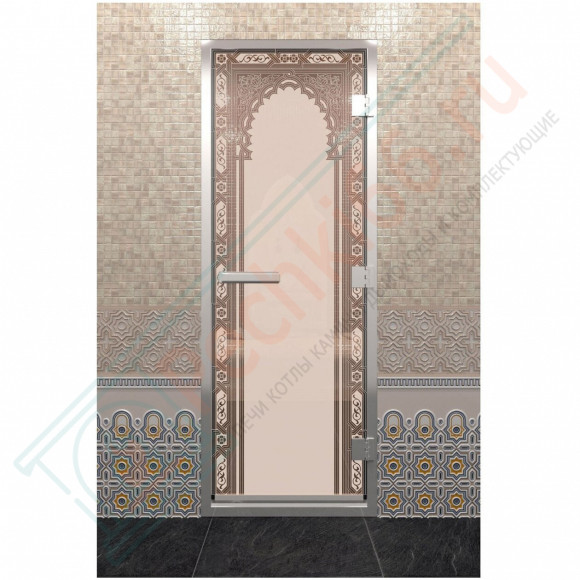 Стеклянная дверь DoorWood «Хамам Восточная Арка Бронза матовая» 200х80 (по коробке) в Волгограде