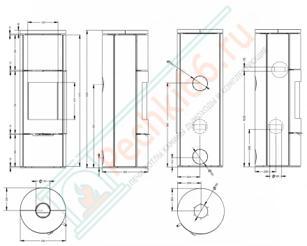 Печь-камин R1.0 XL Plus с круглой задней стенкой и высотой 1500 мм (Астов)