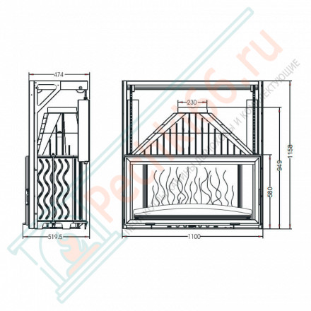 Чугунная топка INVICTA 1100 GRANDE VISION LIFTING DOOR (INVICTA)