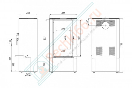Печь-камин Solum Log, коричневая сталь (Defro-Home) 9кВт
