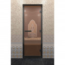 Дверь для хамама в черном профиле, бронза 2000x800 мм (DoorWood)