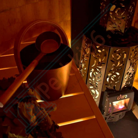 Дровяная банная печь Grill'D Violet Short Window Max (Камень колотый 100 кг)